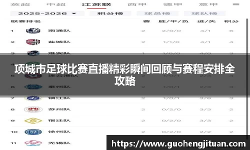 项城市足球比赛直播精彩瞬间回顾与赛程安排全攻略