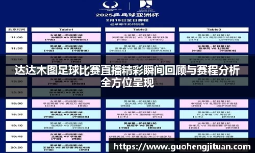 达达木图足球比赛直播精彩瞬间回顾与赛程分析全方位呈现